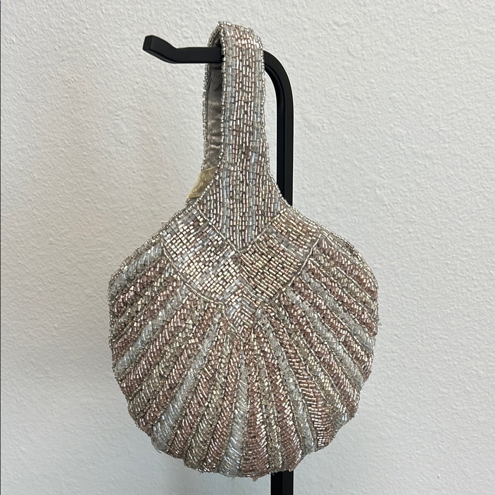 Beaded Mini Bag In Silver & Pink